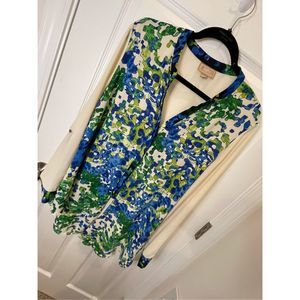 Kelly by Clinton Kelly women’s XL blouse blue green creme